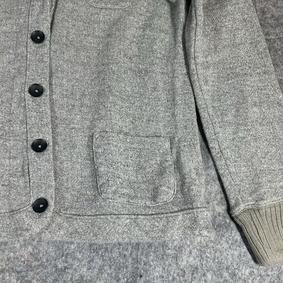 GAP Cardigan Sweater Mens Large Gray Button Up Collared Pockets Preppy Casual - Picture 3 of 8